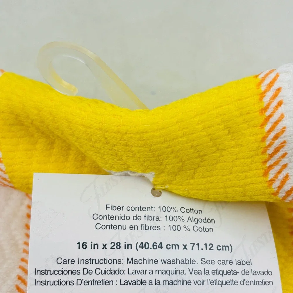 Fiesta Kitchen Dish Towel Sunflower Stripe Yellow Dancing Lady 16x28 Fiestaware